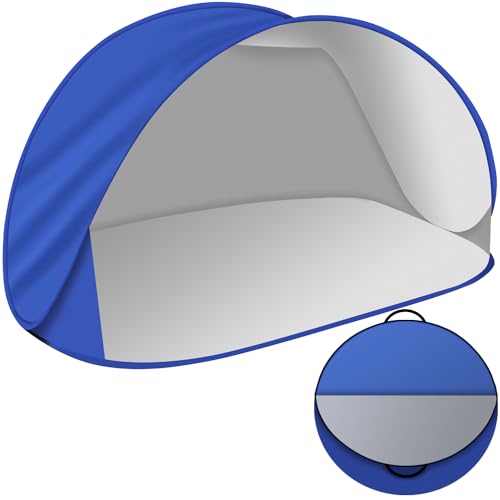 Strandmuschel Pop Up 150x100x80 cm UV Schutz 30 Wurfzelt Kleines Pakcmaß Leicht Baby Kinder Erwachsene Blau 23477 von TRIZAND