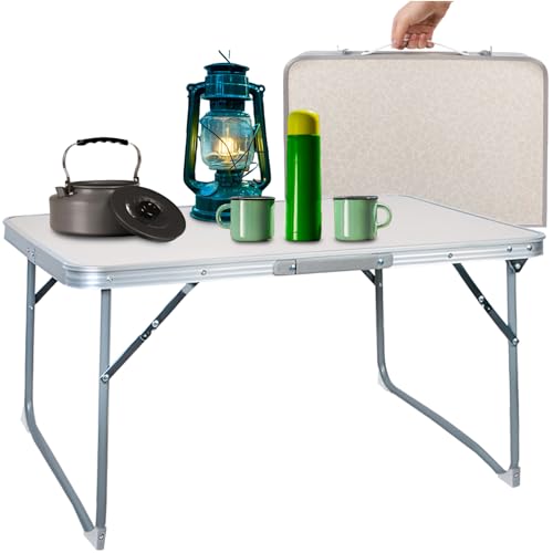 TRIZAND Klapptisch Camping 60x40cm mit Leichtem Aluminiumrahmen - Gartentisch Wetterfest Express-Falten und Entfalten - Gartentisch und auf dem Balkon 23428 von TRIZAND