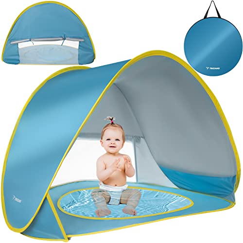 TRIZAND Strandmuschel Pop Up - Blau Sonnenschutz Strand mit Pool - UV Strandmuschel Baby - Babypool mit Sonnenschutz - Baby Planschbecken mit Dach - UV Zelt Baby - Wurfzelt Strand - UV-Schutz 21204 TRIZAND Strandmuschel Pop Up - Blau Sonnenschutz Strand mit Pool - UV Strandmuschel Baby - Babypool mit Sonnenschutz - Baby Planschbecken mit Dach - UV Zelt Baby - Wurfzelt Strand - UV-Schutz 21204 von TRIZAND