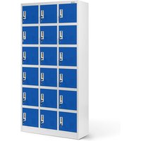 Umkleideschrank 3B6A Fächerschrank Schließfachschrank mit 18 Fächern Metall Pulverbeschichtung 185 cm x 90 cm x 40 cm (h x b x t) Grau-Blau - Jan von JAN NOWAK