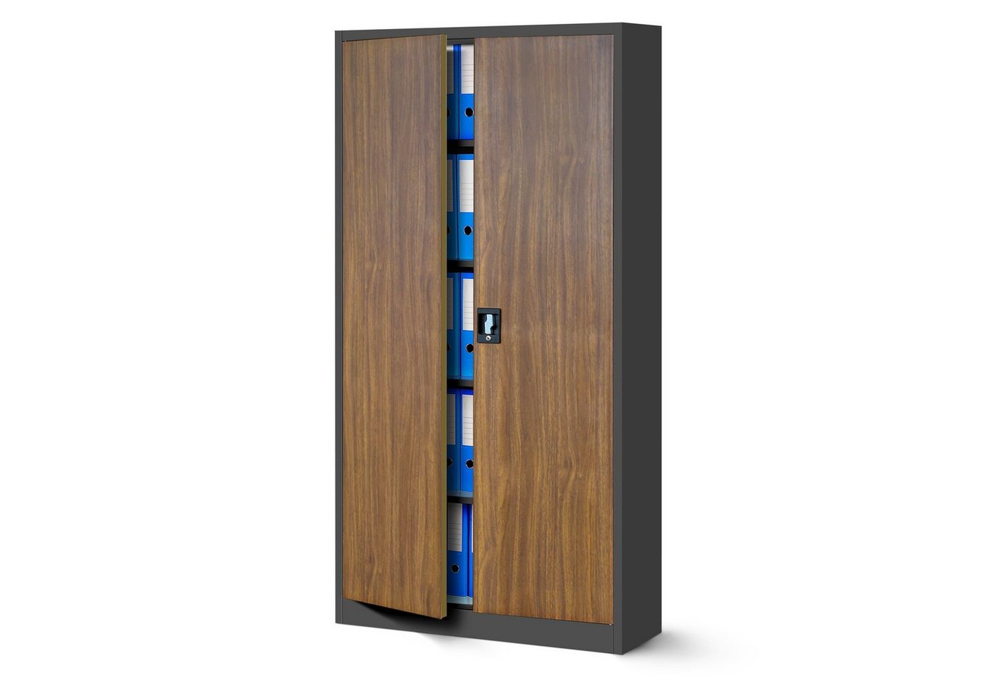 Jan Nowak Aktenschrank Aktenschrank Stahlschrank anthrazit-holz 185x90x40 von Jan Nowak