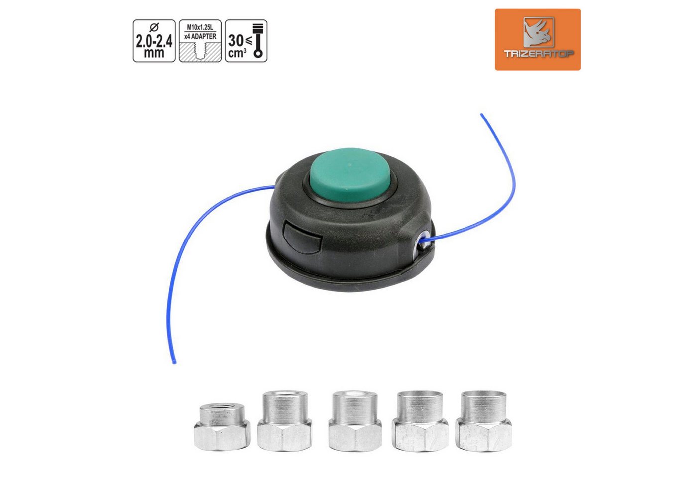 TRIZERATOP Fadenspule Freischneider, Trimmer Fadenkopf, Mähkopf 2 - 2,4mm inkl. 5 Adapter TRIZERATOP Fadenspule Freischneider, Trimmer Fadenkopf, Mähkopf 2 - 2,4mm inkl. 5 Adapter von TRIZERATOP