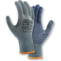 teXXor® Feinstrick-Handschuhe NYLON, Grau/blaue Noppen von TRIZERATOP