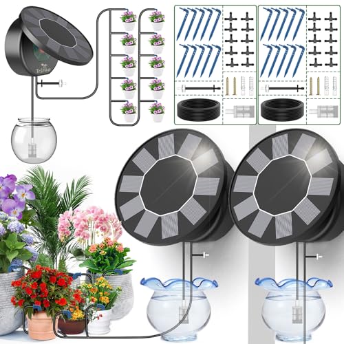 TRJZWA Solar Bewässerungssystem für Garten Balkon 2er-Pack Automatisches Bewässerungssystem,Solar Bewässerungsanlage Tropfschlauch Bewässerung mit 9 Bewässerungsprogrammen und 10m Wasserschlauch TRJZWA Solar Bewässerungssystem für Garten Balkon 2er-Pack Automatisches Bewässerungssystem,Solar Bewässerungsanlage Tropfschlauch Bewässerung mit 9 Bewässerungsprogrammen und 10m Wasserschlauch von TRJZWA
