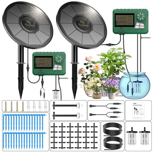 TRJZWA Solar Bewässerungssystem mit Automatischem Bewässerungscomputer 2024 Neueste Version 2er-Pack Solar Tropfschlauch Bewässerung für Gärten,Balkone,Gewächshäuser mit 15 m Wasserleitung,15 Tropfer TRJZWA Solar Bewässerungssystem mit Automatischem Bewässerungscomputer 2024 Neueste Version 2er-Pack Solar Tropfschlauch Bewässerung für Gärten,Balkone,Gewächshäuser mit 15 m Wasserleitung,15 Tropfer von TRJZWA
