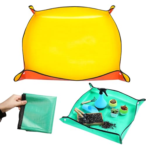 TRKETK 2 Stück Pflanzen Umtopf Pad, Gartentopf Pad Wasserdichte Gartenmatte Tragbare Topfpflanzen Umtopfmatte Faltbare Umtopf Topf Pad Pflanzunterlage für die Pflanzenpflege im Innengarten (Grün+Felb) TRKETK 2 Stück Pflanzen Umtopf Pad, Gartentopf Pad Wasserdichte Gartenmatte Tragbare Topfpflanzen Umtopfmatte Faltbare Umtopf Topf Pad Pflanzunterlage für die Pflanzenpflege im Innengarten (Grün+Felb) von TRKETK