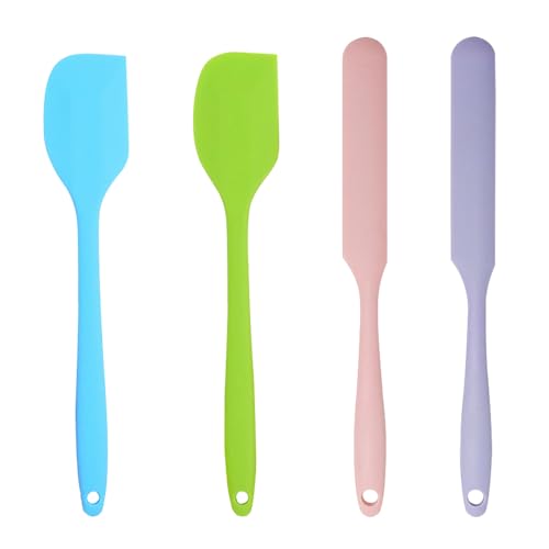 TRKETK 4 Stück Silikon Spatel Set Backen Kochen Silikon Küchenutensilien Nahtloses Einteiliges Design Hitzebeständiger Antihaft-Silikon zum Mischen Rühren Schaben Passt in Kleine Behälter von TRKETK