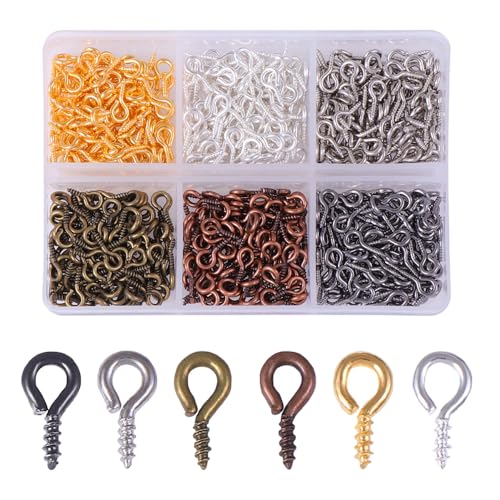 TRKETK 600 Stück Kleine Ösenschraube, Mini Metall Ösennadeln Haken Ösen Schraube Ösenhaken Gewinde Gewindeverschlüsse Klein Mini Ösenschrauben für Schmuckherstellung, DIY-Handwerk, Sechs Farben TRKETK 600 Stück Kleine Ösenschraube, Mini Metall Ösennadeln Haken Ösen Schraube Ösenhaken Gewinde Gewindeverschlüsse Klein Mini Ösenschrauben für Schmuckherstellung, DIY-Handwerk, Sechs Farben von TRKETK