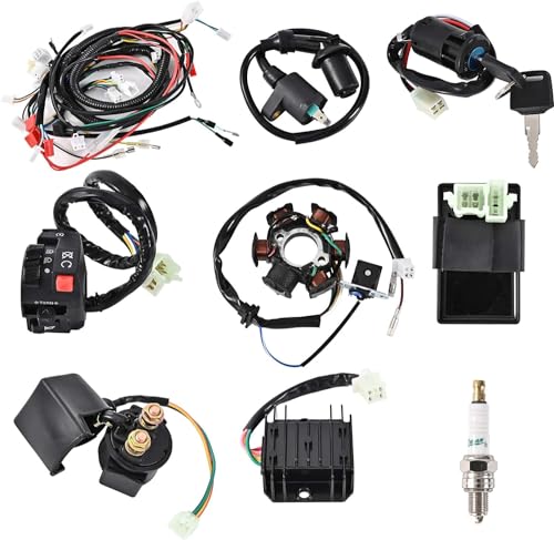 Trkimal Kompletter Kabelbaumsatz elektrischer Kabelbaum Kupferdraht Stator CDI Regler Zündschalter ATV Schalter für 4-Takt GY6 125cc 150cc Pit Bike Scooter ATV Quad Go Kart Trkimal Kompletter Kabelbaumsatz elektrischer Kabelbaum Kupferdraht Stator CDI Regler Zündschalter ATV Schalter für 4-Takt GY6 125cc 150cc Pit Bike Scooter ATV Quad Go Kart von TRKIMAL