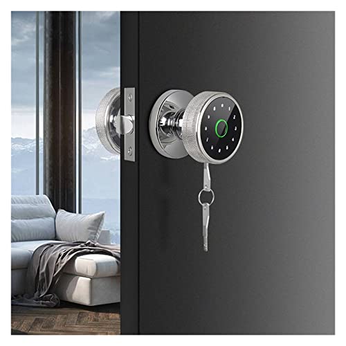 Intelligentes Schloss Fingerabdrucksperre Smart Tuya Knob Türschloss Support Schlüssel Passwort APP Wiederaufladbare Batterie entsperren(Silver) von TRKKXV