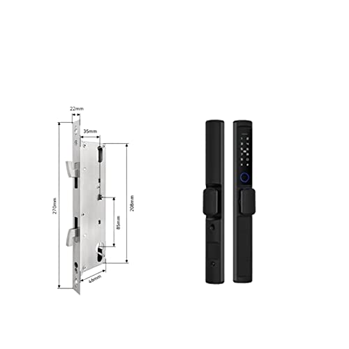 Intelligentes Schloss Wasserdichte Tuya Fingerabdruckschlösser mit rundem Griff, elektronisches Smart-Sliding-IC-Kartencode-Schloss for Aluminiumglas-Push-Pull-Tür(Black 3585 hook,Short Handle) von TRKKXV