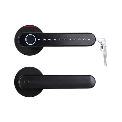TRKKXV Intelligentes Schloss Biometrie, Finrabdruck, Intellinte Türgriffschlösser, Passwort, Elektrische Digitale App For Zuhause(3200BLACK) von TRKKXV