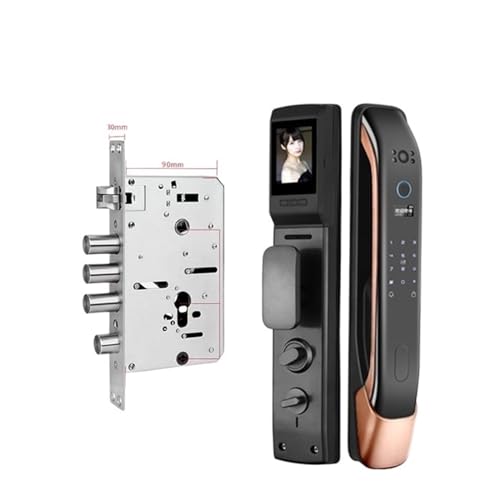 TRKKXV Intelligentes Schloss Digitales Passwort Elektronische Schlösser APP Fernbedienung Entsperren Automatisches Finrabdruck-Smart-Türschloss Mit Kamera(K1P-Brown30240) von TRKKXV