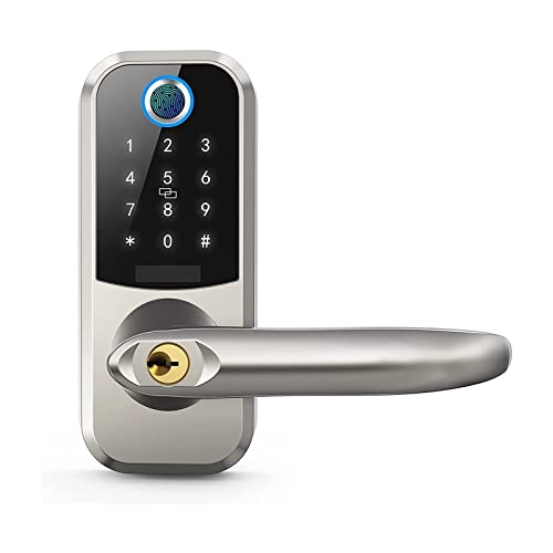 TRKKXV Intelligentes Schloss Elektronisches Fingerabdruck-intelligentes Türschloss Bluetooth-Passwort entsperren Tastaturschlösser for Haussicherheitsschutz-Türgriff(Silver) von TRKKXV