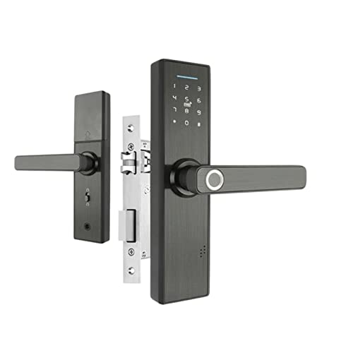 TRKKXV Intelligentes Schloss Elektronisches Türschloss mit Tuya APP aus der Ferne/Biometrischer Fingerabdruck/Smart Card/Passwort/Schlüssel(FG5 Plus-22x235 5572) von TRKKXV