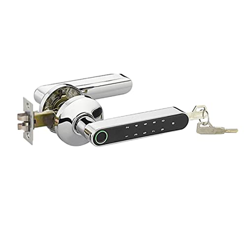 TRKKXV Intelligentes Schloss Intelligenter biometrischer Fingerabdruck Türschloss Code Telefon APP Einmalcode Dynamischer Code Entsperrprotokoll Holztürgriffschloss(Kit4,B 70mm) von TRKKXV