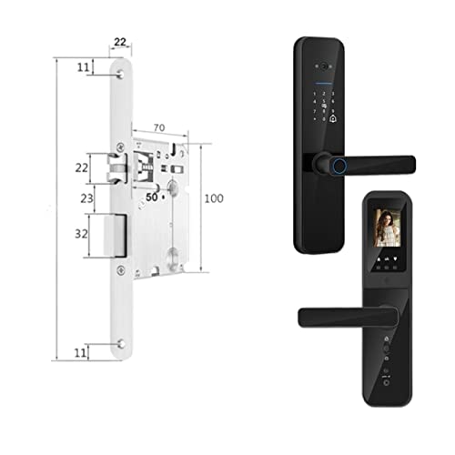 TRKKXV Intelligentes Schloss Tuya Digitales elektronisches intelligentes Türschloss mit biometrischer Kamera Fingerabdruck Smartcard Passwortschlüssel entsperren(220x22-R(5050)) von TRKKXV