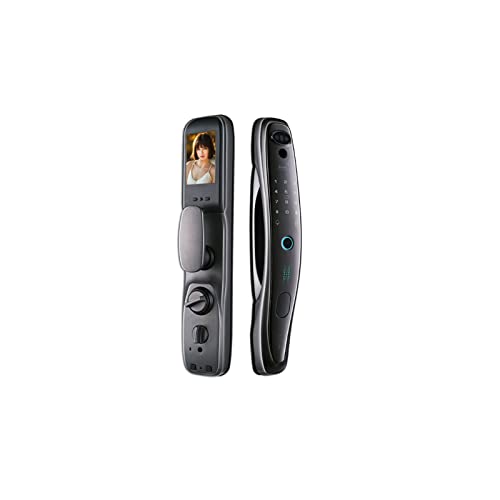 TRKKXV Intelligentes Schloss Tuya Smart 3D Face Door Lock Security Face Camera Monitor Intelligentes Fingerabdruck-Passwort Biometrischer elektronischer Schlüssel entsperren(Gray-30-240-6068) von TRKKXV