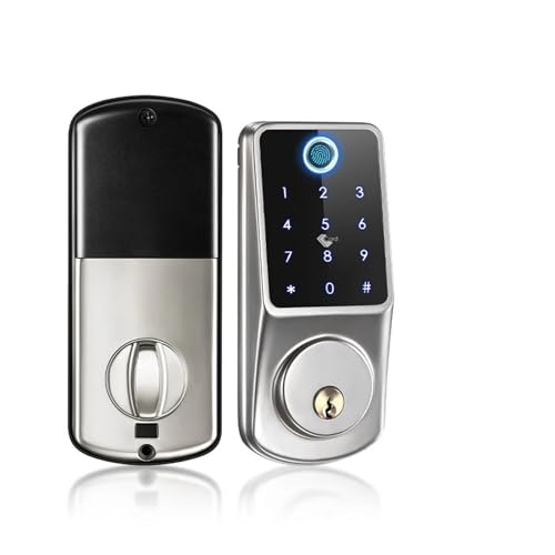 TRKKXV Intelligentes Schloss Tuya Smart Home Schloss Mit APP Fern Biometrische Finrprint Smart Card Passwort Schlüssel Entsperren Elektronische Türschloss For Hause(Silver Fingerprint) von TRKKXV