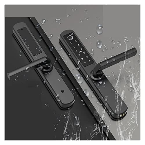 TRKKXV Intelligentes Schloss Wasserdichtes TTlock-Telefon-App-Fingerabdruck-Türschloss 304 Edelstahl 5 Entsperrmethode sowohl for den Außen- als auch for den Innenbereich Schwarz(24x235 5572R) von TRKKXV