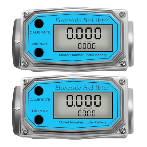 Wasserdurchflussmesser Digitaler Durchflussmesser Aus Aluminiumlegierung, LCD, Elektronischer Kraftstoffzähler, Durchflussmesser, NPT-Zähler, Benzin, Methanol, Wasser(2Pcs Blue Flowmeter) von TRKKXV