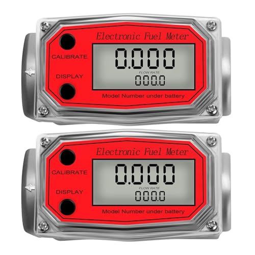 Wasserdurchflussmesser Digitaler Durchflussmesser Aus Aluminiumlegierung, LCD, Elektronischer Kraftstoffzähler, Durchflussmesser, NPT-Zähler, Benzin, Methanol, Wasser(2Pcs Red Flowmeter) von TRKKXV