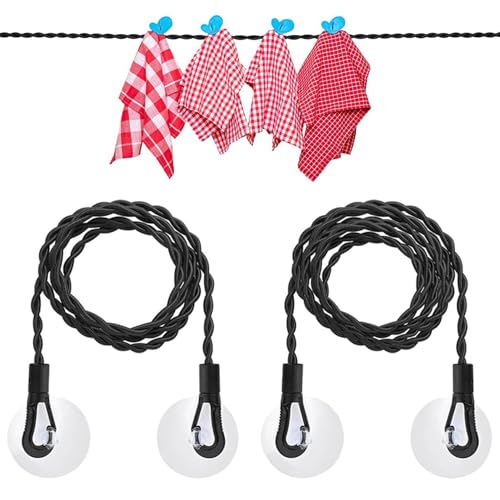 2 Stück Wäscheleine Tragbare Einziehbare Wäscheleine mit Haken und Saugnäpfen, Flexible Camping Outdoor Wäscheleine von TRLREQ