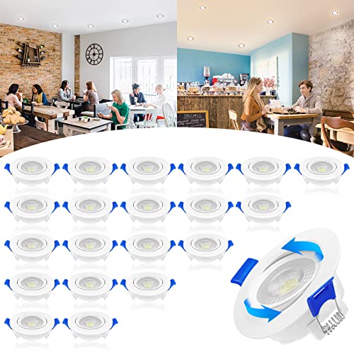 TRMLBE 20pcs LED Spots Deckenlampe 230V 5W LED Einbaustrahler IP21 Deckenstrahler ABS+Acrylglßser Led Spot Light Küchenlampe Deckenleuchte, für Wohnzimmer, Schlafzimmer, Flur (Kaltweiß) von TRMLBE