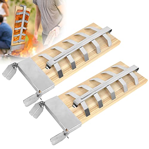 TRMLBE 2X Flammlachsbrett Flammlachsbretter mit Halterung Lachsbretter zum Grillen Räucherbretter Zedernholzbrett 5 Stufen Einstellbar Flammlachs für Feuerschale, Grill von TRMLBE