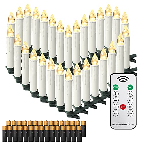 TRMLBE 30 Stück LED Kerzen mit Timerfunktion Warmweiß Flammenlose Weihnachtskerzen Kabellos Kerzen Batteriebetriebene mit Batterien Fernbedienung für Weihnachten, Weihnachtsbaum, Party TRMLBE 30 Stück LED Kerzen mit Timerfunktion Warmweiß Flammenlose Weihnachtskerzen Kabellos Kerzen Batteriebetriebene mit Batterien Fernbedienung für Weihnachten, Weihnachtsbaum, Party von TRMLBE
