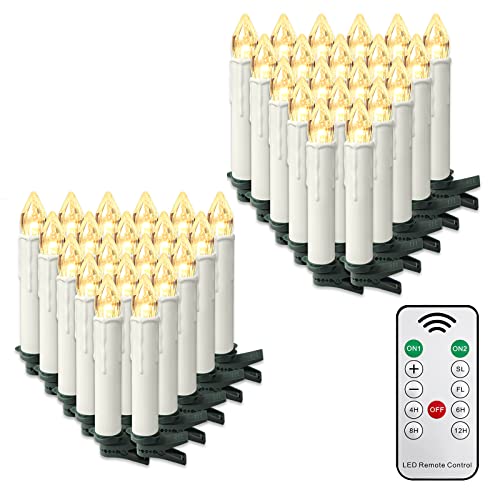 TRMLBE 40 Stück LED Kerzen Flammenlose Warmweiß Weihnachtskerzen Kabellos Kerzen Batteriebetriebene mit Fernbedienung für Weihnachten, Weihnachtsbaum, Party, Kirche Dekorationen(ohne Batterie) von TRMLBE
