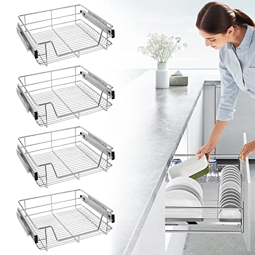 TRMLBE 4X Teleskopschublade 60cm Küchenschublade Küchenschrank Organizer Schrankauszug Schlafzimmerschublade Vollauszug Küchen Regal mit Schubladenauszüge Max Belastung 20kg von TRMLBE