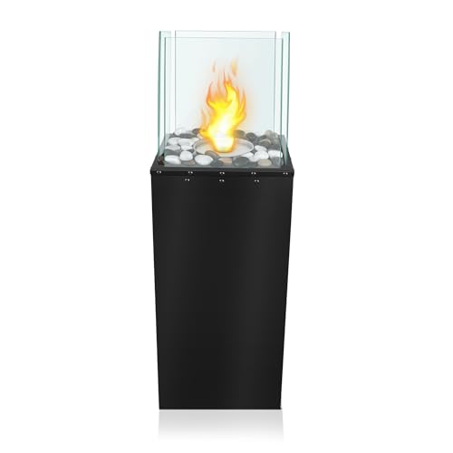 TRMLBE Bioethanol Kamin Standkamin Indoor und Outdoor Freistehender Feuersäule mit Steine und Flammenlöscher Feuerstelle Kaminofen Zum Heizen für Wohnzimmer Terrasse Garten 24,5x20x80cm, Typ I von TRMLBE
