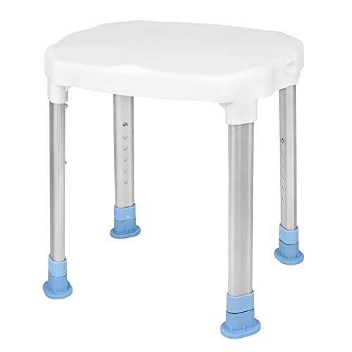 TRMLBE Duschhocker Duschstuhl Badhocker 6 Höhenverstellbar 41-53,5 cm Anti-Rutsch aus Aluminium Duschsitz Badewannensitz Duschhilfe für Senioren Behinderten, bis 150 kg von TRMLBE