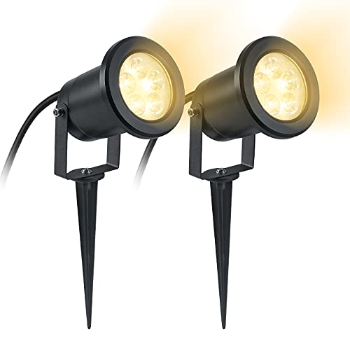 TRMLBE Gartenstrahler LED 3W Gartenleuchte mit Erdspieß Gartenbeleuchtung Wegeleuchten Außen Warmweiß 3000K IP65 Wasserdicht für Außen Garten Rasen Teich Landschaft ohne Stecker, 2 Stück von TRMLBE