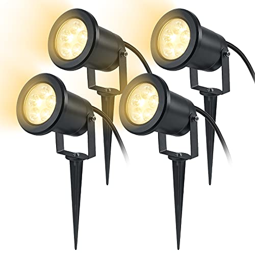 TRMLBE Gartenstrahler LED 3W Gartenleuchte mit Erdspieß Gartenbeleuchtung Wegeleuchten Außen Warmweiß 3000K IP65 Wasserdicht für Außen Garten Rasen Teich Landschaft ohne Stecker, 4 Stück von TRMLBE