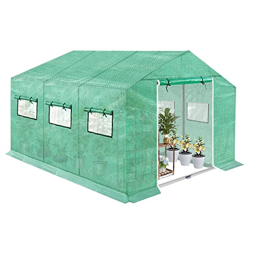 TRMLBE Gewächshaus 4,5x2x2m 9㎡ Gewächshaus Winterfest Zimmergewächshaus HDPE+LDPE+Verzinktes Rohr Anzucht Gewächshaus Balkon Indoor Tomatengewächshaus Green House von TRMLBE