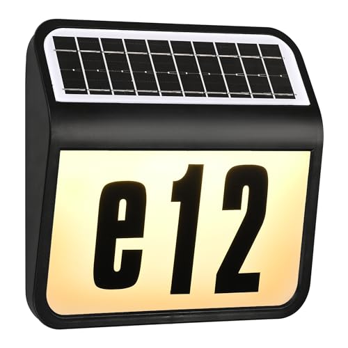 TRMLBE Hausnummer Beleuchtet Solar mit 2 LEDs Solar Hausnummer Anthrazit Hausnummernleuchte aus Kunststoff mit Dämmerungsschalter Hausnummernschild Solarleuchte für außen - Schwarz TRMLBE Hausnummer Beleuchtet Solar mit 2 LEDs Solar Hausnummer Anthrazit Hausnummernleuchte aus Kunststoff mit Dämmerungsschalter Hausnummernschild Solarleuchte für außen - Schwarz von TRMLBE