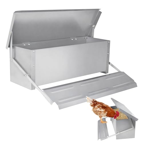 TRMLBE Hühner Futterautomat 10KG Groß Hühnerfutterautomat Futterspender mit Deckel & Automatisches Pedal Automatischer Hühner Futtertrog aus Verzinkter Stahl Für Hühner Ente TRMLBE Hühner Futterautomat 10KG Groß Hühnerfutterautomat Futterspender mit Deckel & Automatisches Pedal Automatischer Hühner Futtertrog aus Verzinkter Stahl Für Hühner Ente von TRMLBE