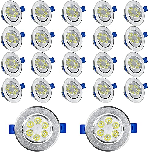 TRMLBE LED Einbaustrahler 230V Flach 3W 20Stück LED Spot Aluminium Mini Slim Einbauspot Deckenspot Spots Deckenleuchte, für Wohnzimmer Schlafzimmer - Kaltweiß von TRMLBE