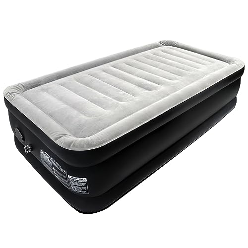 TRMLBE Luftbett 1 Person Luftmatratze Selbstaufblasend Gästebett Aufblasbare Matratze mit Elektrischer Pumpe für Camping Heimgebrauch Max.300kg Tragfähigkeit - 187x90x46 cm von TRMLBE