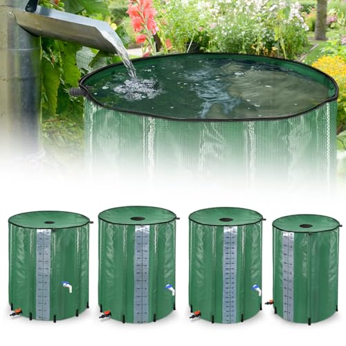 TRMLBE Regentonne 380 Liter Regenwassertonne Regenwassertank Faltbar Wasserspeicher Wassertonne Regentonnen Regenfass mit Ablassventil und Wasserhahn Wassertank für Garten von TRMLBE