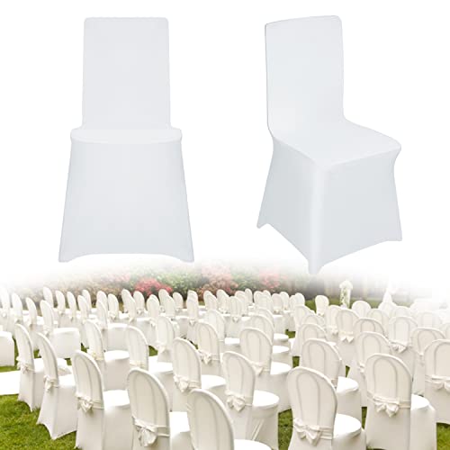 TRMLBE Stuhlhussen 100 Stück Stretch Stuhlbezug Universell Moderne Hussen für Stühle Waschbar Stuhlbezüge Dekoration für Hochzeit Geburtstag Festen - Weiß von TRMLBE
