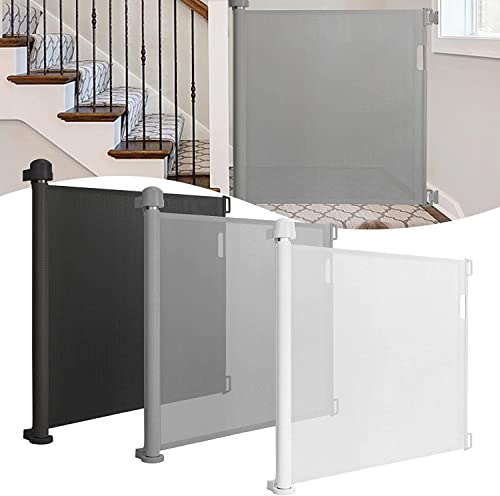 TRMLBE Türschutzgitter 0-180cm Ausziehbar Treppenschutzgitter Rollo Baby Treppenschutzrollo Türgitter für Baby & Tier Schutzgitter Einziehbares Geeignet für Treppen/Türen/Innen & Außen, Grau von TRMLBE