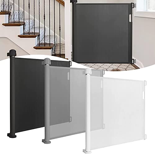 TRMLBE Türschutzgitter Ausziehbar Treppenschutzgitter 0-150cm Rollo Baby Treppenschutzrollo Türgitter für Baby & Tier Schutzgitter Einziehbares Geeignet für Treppen/Türen/Innen & Außen, Schwarz von TRMLBE
