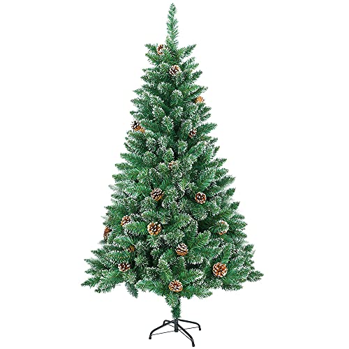 TRMLBE Weihnachtsbaum Künstlich 180cm Tannenbaum Künstlicher Christbaum Dekobaum mit Metallständer inkl. Kiefernzapfen Naturgetreuer Weihnachtsdeko - Grün PVC mit Schnee-Effekt TRMLBE Weihnachtsbaum Künstlich 180cm Tannenbaum Künstlicher Christbaum Dekobaum mit Metallständer inkl. Kiefernzapfen Naturgetreuer Weihnachtsdeko - Grün PVC mit Schnee-Effekt von TRMLBE