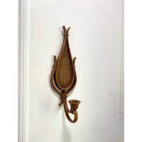 Vintage Homco Kunststoff Wicker Rattan Kerzen Wandleuchter| Boho Home Dekor| Kerzenleuchter Kerzenhalter von TRNCollection