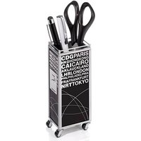 TROIKA® Stiftehalter MINI TROLLEY schwarz/weiß Metall 5,1 x 3,7 x 12,5 cm von TROIKA®