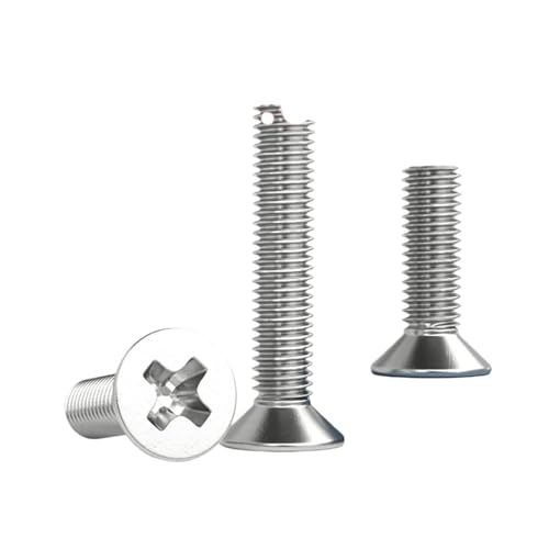 200/100/50/20 Stück Kreuzschlitzschrauben mit flachem Senkkopf aus Edelstahl 304, Länge 3–50 mm, M2, M2,5, M3, M3,5, M4, M5(5mm,M1.2 (200pcs)) von TROIOIUM