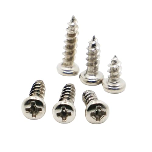 50/100 Stück vernickelte Flachkopf-Blechschrauben M1 M1.2 M1.4 M1.7 M2 M2.3 M2.6 M3 M4 Kreuzrundkopf-Elektronikschraube(12mm) von TROIOIUM